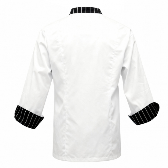 Striped Long-Sleeve Chef Jacket 65% Polyester / 35% Cotton 200g/m² - FOR WEAR Striped Long-Sleeve Chef Jacket 65% Polyester / 35% Cotton 200g/m² - FOR WEAR