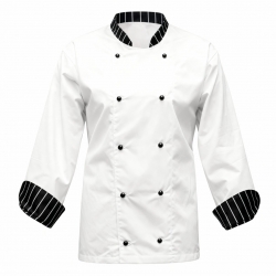 Striped Long-Sleeve Chef Jacket 65% Polyester / 35% Cotton 200g/m² - FOR WEAR