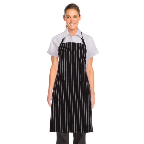 Striped Bib Apron 65% Polyester / 35% Viscose 290g/m² - FOR WEAR Striped Bib Apron 65% Polyester / 35% Viscose 290g/m² - FOR WEAR