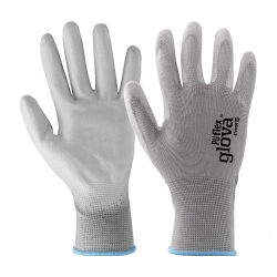 Polyester Glove Polyurethane Coating Grey - GLOVA